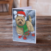 Cairn Terrier Christmas Red Boots Greeting Cards and Envelopes Pack of 8
