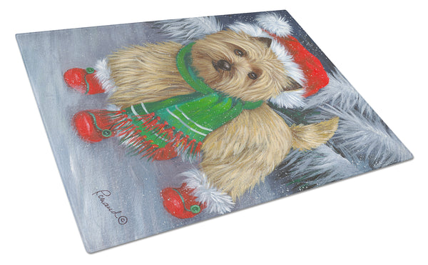 Buy this Cairn Terrier Christmas Red Boots Glass Cutting Board Large PPP3058LCB