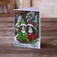 Cavalier Spaniel Snowman Christmas Greeting Cards and Envelopes Pack of 8