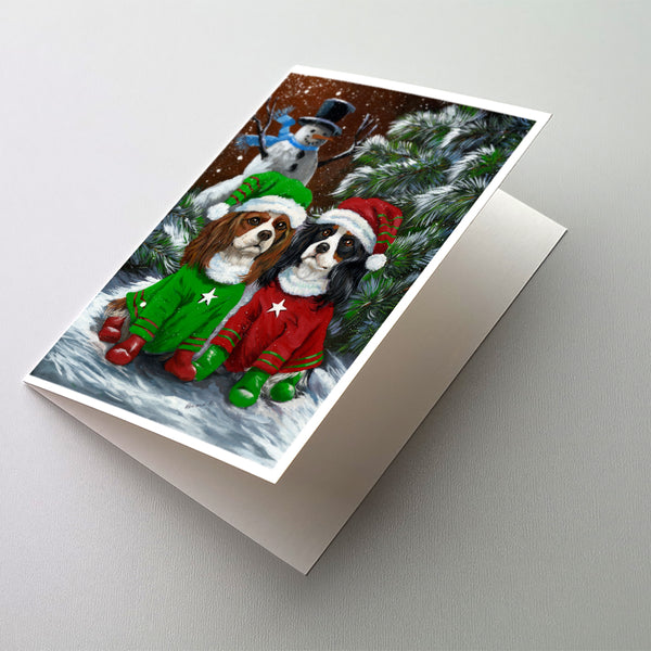 Buy this Cavalier Spaniel Snowman Christmas Greeting Cards and Envelopes Pack of 8