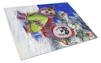 Buy this Chihuahua Christmas Snowflakes Glass Cutting Board Large PPP3071LCB