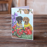 Dachshund Blooms Greeting Cards and Envelopes Pack of 8