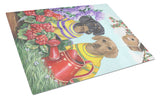 Buy this Dachshund Blooms Glass Cutting Board Large PPP3080LCB