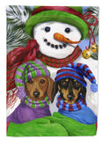 Buy this Dachshund Christmas Frosty and Company Flag Canvas House Size PPP3081CHF