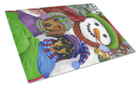 Buy this Dachshund Christmas Frosty and Company Glass Cutting Board Large PPP3081LCB