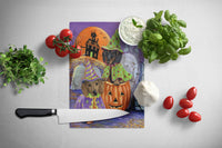 Dachshund Halloween Haunted House Glass Cutting Board Large PPP3082LCB