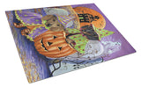 Buy this Dachshund Halloween Haunted House Glass Cutting Board Large PPP3082LCB