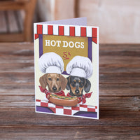 Dachshund Hot Dog Stand Greeting Cards and Envelopes Pack of 8