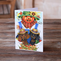 Dachshund Fall Scarecrow Greeting Cards and Envelopes Pack of 8
