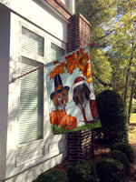 Dachshund Thanksgiving Pilgrims Flag Canvas House Size PPP3087CHF