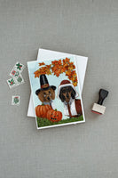 Dachshund Thanksgiving Pilgrims Greeting Cards and Envelopes Pack of 8