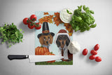 Dachshund Thanksgiving Pilgrims Glass Cutting Board Large PPP3087LCB