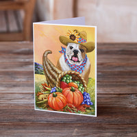 English Bulldog Autumn Greeting Cards and Envelopes Pack of 8