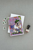 English Bulldog Flower Power Greeting Cards and Envelopes Pack of 8