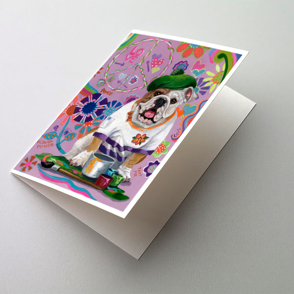 Buy this English Bulldog Flower Power Greeting Cards and Envelopes Pack of 8