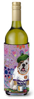 Buy this English Bulldog Flower Power Wine Bottle Hugger PPP3091LITERK