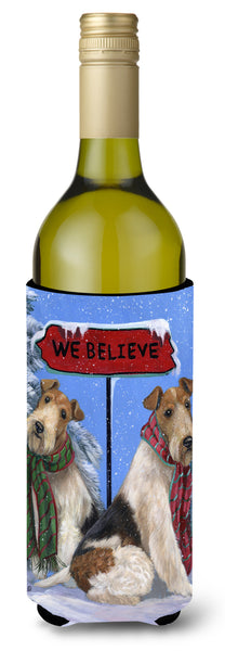 Buy this Fox Terrier Christmas We Believe Wine Bottle Hugger PPP3094LITERK