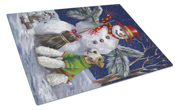Buy this Fox Terrier Christmas Winter Fun Glass Cutting Board Large PPP3095LCB