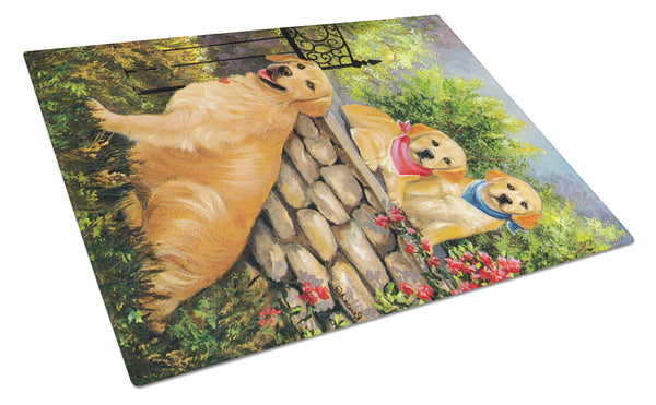 Buy this Golden Retriever At the Gate Glass Cutting Board Large PPP3101LCB