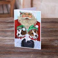 Jack Russell Christmas Santa Greeting Cards and Envelopes Pack of 8