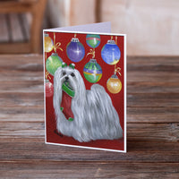 Maltese Christmas Stocking Stuffer Greeting Cards and Envelopes Pack of 8