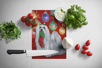 Maltese Christmas Stocking Stuffer Glass Cutting Board Large PPP3114LCB