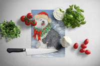 Old English Sheepdog Christmas Glass Cutting Board Large PPP3117LCB