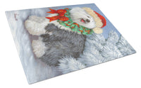 Buy this Old English Sheepdog Christmas Glass Cutting Board Large PPP3117LCB