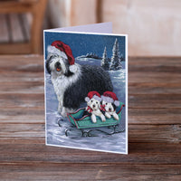 Old English Sheepdog Christmas Snow Greeting Cards and Envelopes Pack of 8