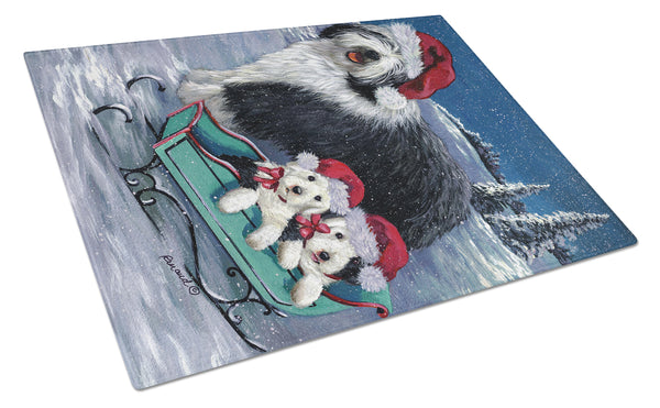 Buy this Old English Sheepdog Christmas Snow Glass Cutting Board Large PPP3120LCB