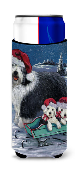 Buy this Old English Sheepdog Christmas Snow Ultra Hugger for slim cans PPP3120MUK