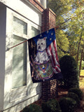 Westie Little Drummer Boy USA Flag Canvas House Size PPP3129CHF