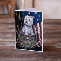 Westie Little Drummer Boy USA Greeting Cards and Envelopes Pack of 8