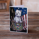 Westie Little Drummer Boy USA Greeting Cards and Envelopes Pack of 8