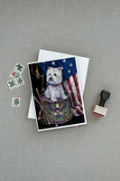 Westie Little Drummer Boy USA Greeting Cards and Envelopes Pack of 8