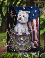 Westie Little Drummer Boy USA Flag Garden Size PPP3129GF