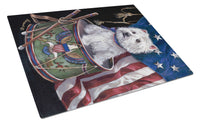 Buy this Westie Little Drummer Boy USA Glass Cutting Board Large PPP3129LCB
