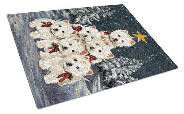 Buy this Westie Christmas Family Tree Glass Cutting Board Large PPP3130LCB
