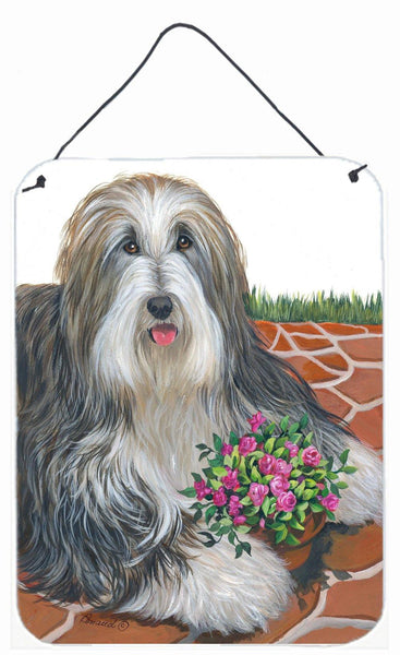 Buy this Bearded Collie Pot of Roses Wall or Door Hanging Prints PPP3141DS1216