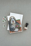 Bearded Collie Pot of Roses Greeting Cards and Envelopes Pack of 8