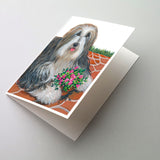 Buy this Bearded Collie Pot of Roses Greeting Cards and Envelopes Pack of 8