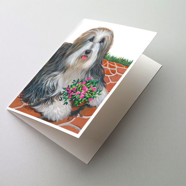 Buy this Bearded Collie Pot of Roses Greeting Cards and Envelopes Pack of 8