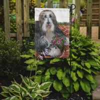 Bearded Collie Pot of Roses Flag Garden Size PPP3141GF - Precious Pet Paintings