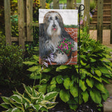 Bearded Collie Pot of Roses Flag Garden Size PPP3141GF - Precious Pet Paintings