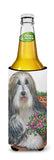 Bearded Collie Pot of Roses Ultra Hugger for slim cans PPP3141MUK - Precious Pet Paintings