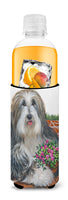 Bearded Collie Pot of Roses Ultra Hugger for slim cans PPP3141MUK - Precious Pet Paintings