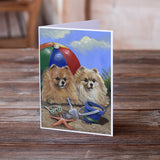 Pomeranian Beach Greeting Cards and Envelopes Pack of 8
