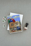 Pomeranian Beach Greeting Cards and Envelopes Pack of 8