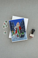 Poodle Christmas Santa Greeting Cards and Envelopes Pack of 8