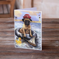 Pug Ahoy Sailor Greeting Cards and Envelopes Pack of 8